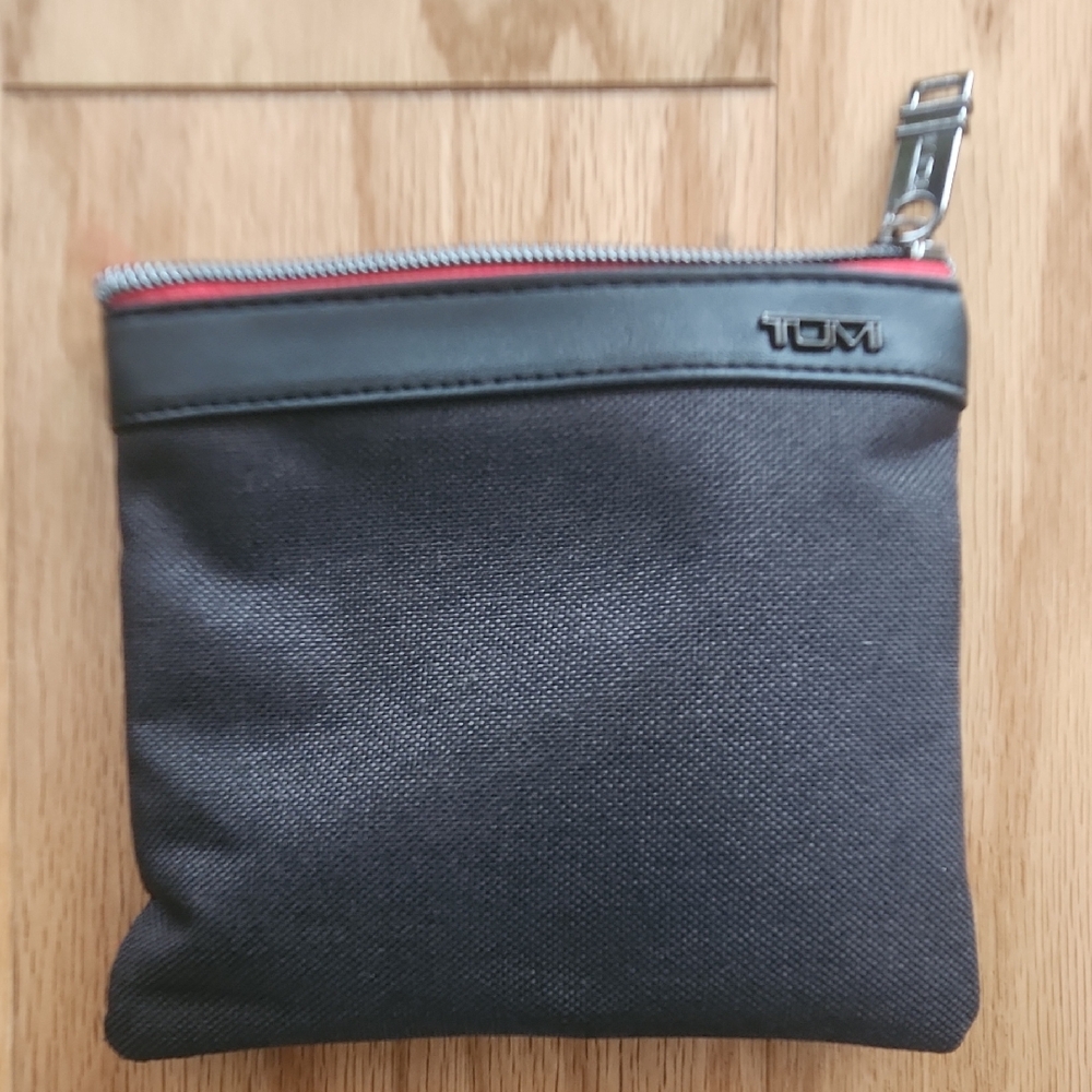 Tumi Black and Red Toiletry Bag Zipper Pouch
